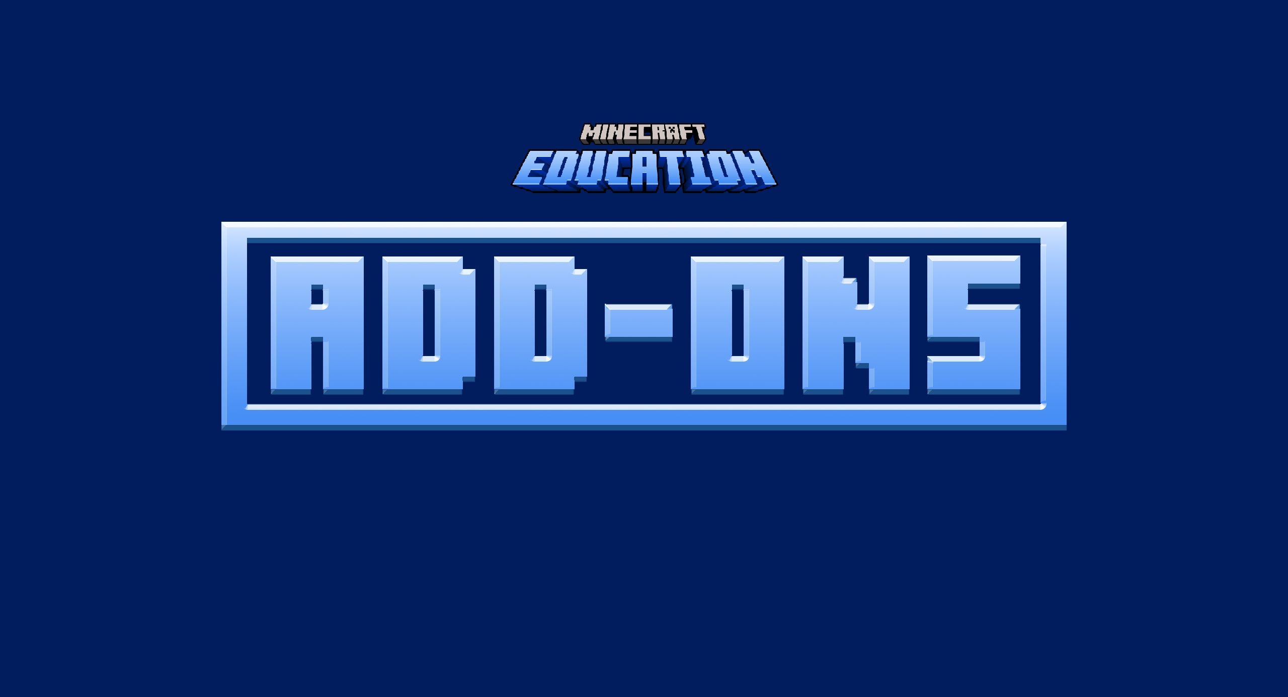 Minecraft Education Add-Ons logo on a dark blue background.