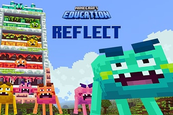Colorful Minecraft characters with “Reflect” title in background.