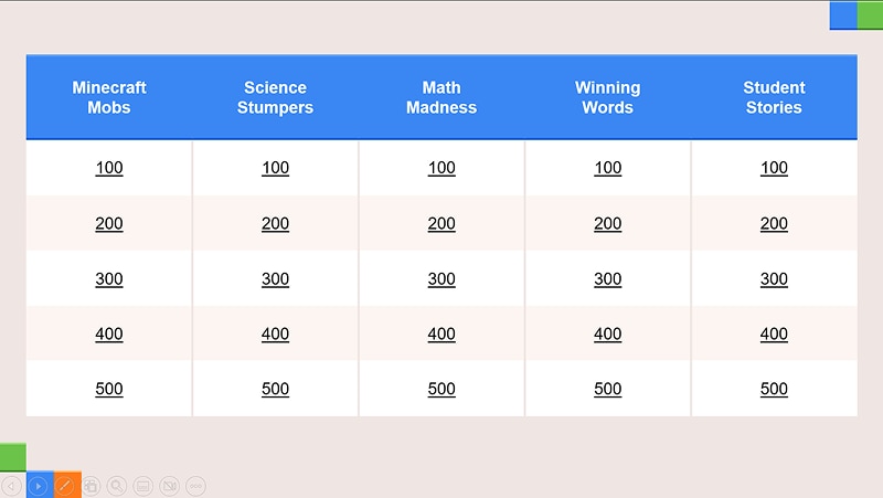 Screenshot of the Trivia Game Setup in PDF
