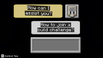 An Agent chat window asks “How can I assist you?” above a player message about joining a build challenge for the Mini Agent Mission.