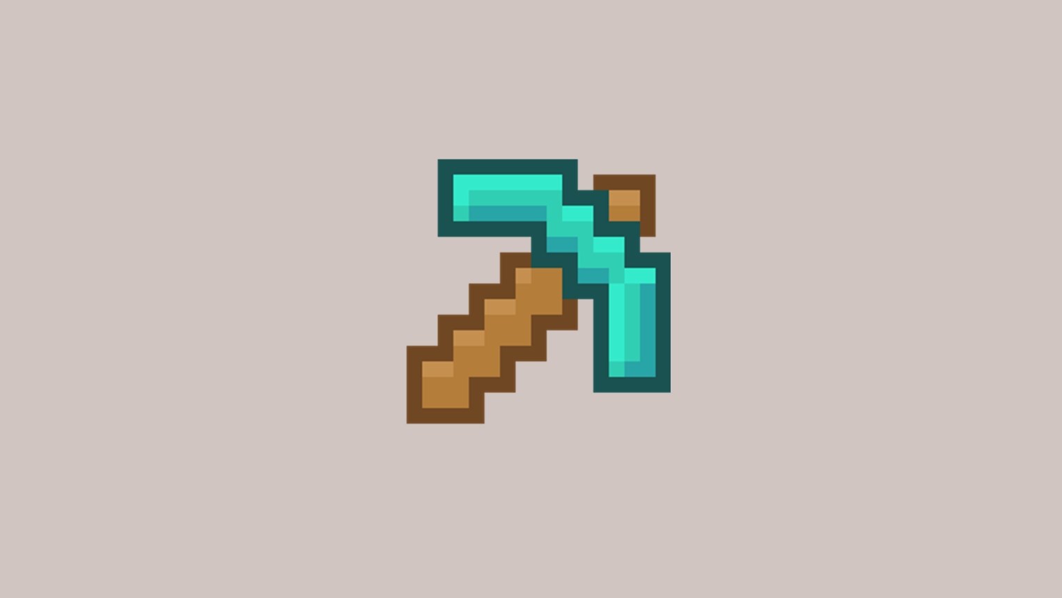 An icon of a diamond pickaxe featuring a teal-colored head and a brown wooden handle.